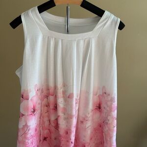 Floral Pink and White Sleeveless Top